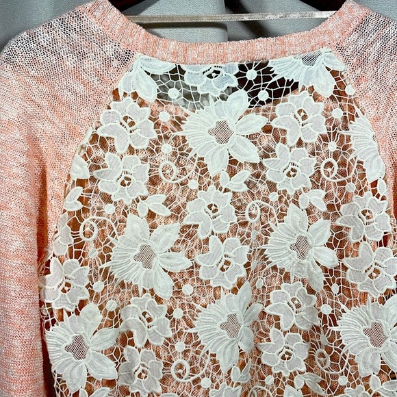 Cupio peach pink light weight sweater with full lace back - Picture 4 of 5